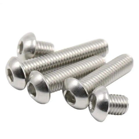 Close-up of M2 Hex Socket Button Head Screws Set In Stainless Steel With L Key Drive Full Thread Right Hand Metric Assortment Kit