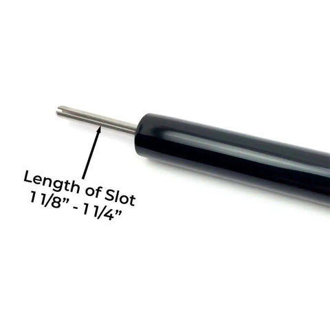 Pro Grade Paper Bead Roller Quilling Tool With Stainless Steel Tip 5/32 Inch Diameter, showing slot length measurement