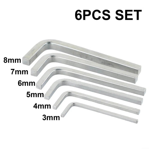 Six Piece Square Head Wrench Set L Shape Wrenches In Chrome Vanadium Steel For Tightening And Removing Square Screws Includes Sizes 3mm 4mm 5mm 6mm 7mm And 8mm Durable Pro Grade Kit Built Tough For Quick Fixes