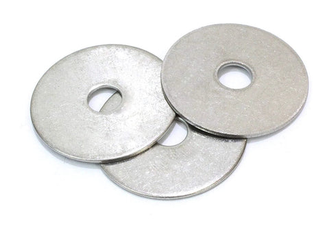 Stainless steel fender washers, 1/4 x 1-1/4 inch, flat washers, three pieces