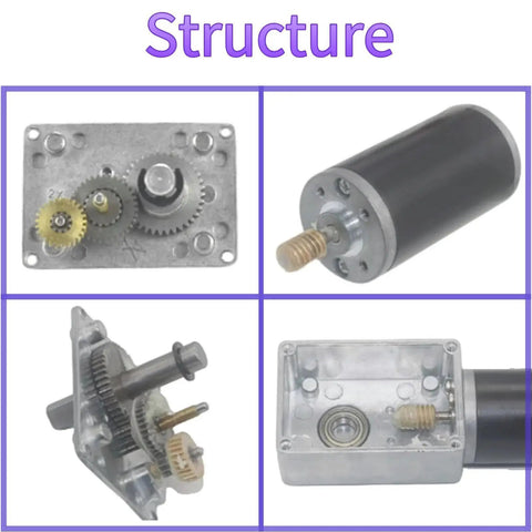 12V DC Worm Gear Motor With Gearbox 9RPM Dope Low Speed Precision Drive gears and structure layout