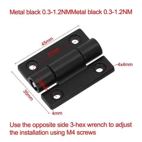 Beefy Ball Bearing Door Hinges Zinc Alloy Adjustable Torque Flat Hinge 360 Degree Rotation For Furniture Cabinets Black with dimensions