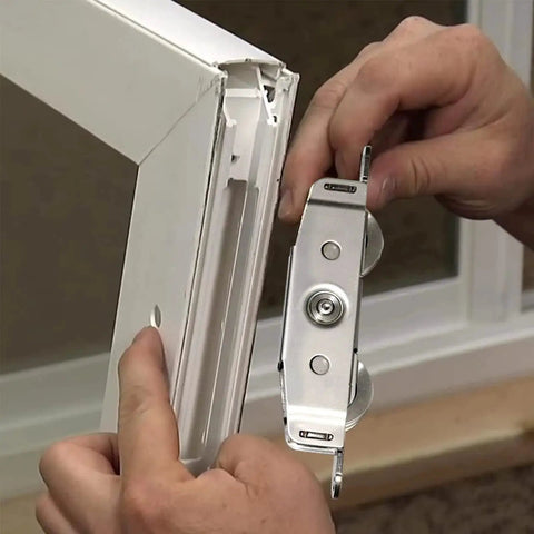 Heavy Duty 304 Stainless Steel Patio Door Roller Assembly With One And One Quarter Inch Wheels Height Adjustable Replacement For Sliding Glass Doors 2 Pack Supports Up To 300 Lbs Durable Roller System For Smooth Easy Gliding being installed in a door frame