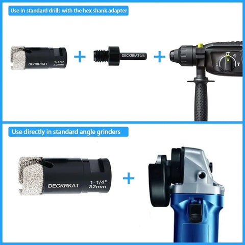 Diamond Core Drill Bit One And A Quarter Inch Vacuum Brazed Hole Saw For Granite Quartz Porcelain Tile with drill and grinder