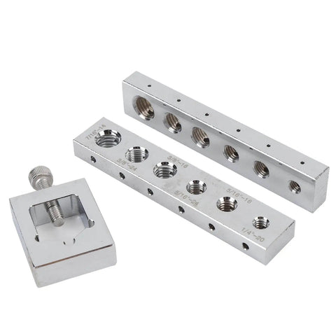 Achieve precise bolt drilling and secure safety wire installations with this carbon steel drill jig set for M6 to M12 bolts