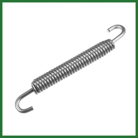 Stainless steel exhaust pipe spring, side view, hooks on both ends, 80mm length, universal motorcycle accessory