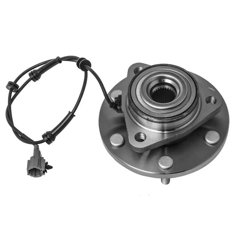 Left Or Right Wheel Hub And Bearing Assembly For Infiniti QX56 Nissan Titan Armada Pathfinder 6 Lug With ABS Pair AUQDD 515066 ISO TS 16949 Certified OE Comparable Maintenance Free No Fuss Easy Install, showing front view with ABS connector.