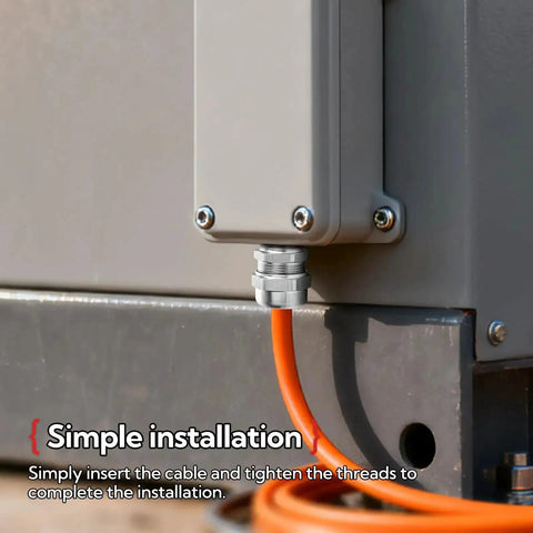 Two Pack Stainless Steel Cable Gland Quarter Inch NPT Waterproof and Rust Proof Adjustable Cable Gland Protectors in use