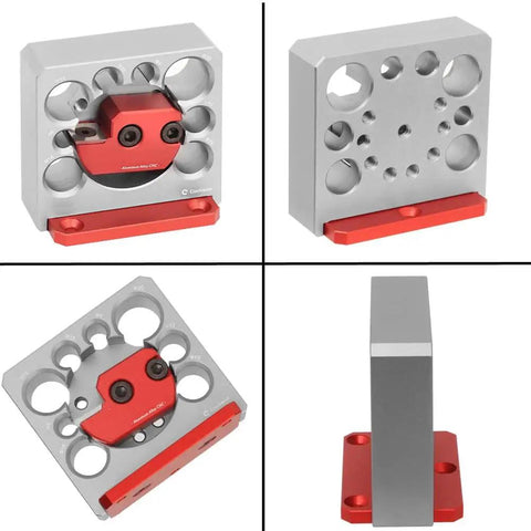 Adjustable Dowel Maker Jig for Drill Milling 8 To 20 Mm Holes, Aluminum Alloy Woodworking Tool, multiple views showcasing design.