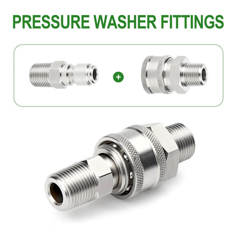 TAISHER 12-pack 304 stainless steel pressure washer adapter kit with quick-connect fittings, 3/8 inch male