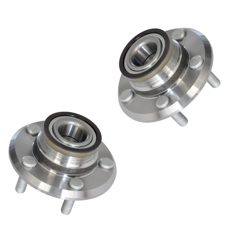 2 Pack Front Wheel Hub And Bearing Assembly 5 Lug Fit For Chrysler 300 2005 To 2014, Dodge Challenger 2008 To 2014, Charger 2006 To 2014, And Magnum 2005 To 2008 Direct Replacement Wheel Hub Kit, shown from top view showcasing both hubs.