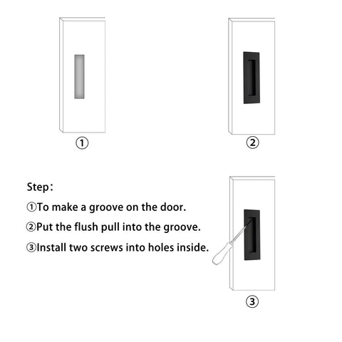 Installation steps for Recessed Pocket Door Pulls 6 Inch Black Stainless Steel Flush Pull Handles For Sliding Doors And Closets.