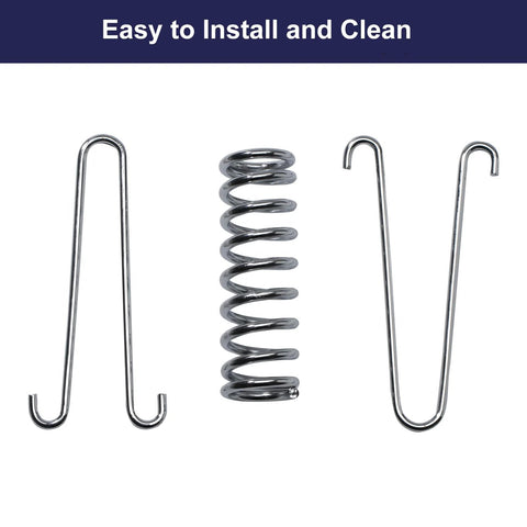Porch swing spring kit: two chrome steel U-hooks and a central coil spring.