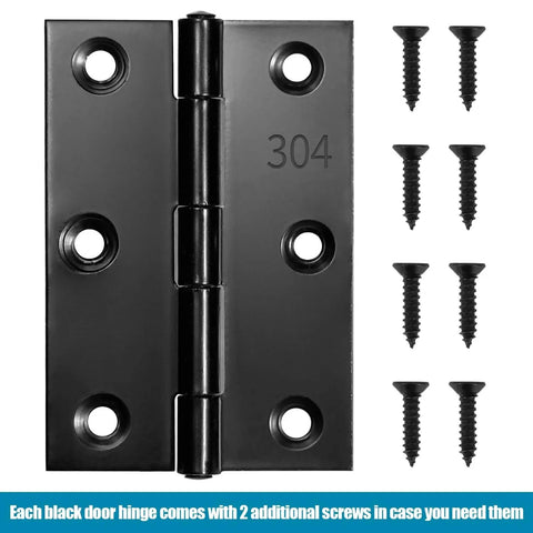 3 Inch Black Door Hinges 12 Pack Interior Hinges For Furniture Wooden Box Chest Window Case Lid Durable 304 Stainless Steel Construction Includes 96 Screws For Smooth Noiseless Operation