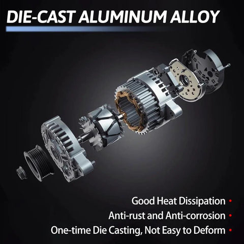 Exploded view of Beefed Up High Output Jeep Wrangler Alternator 2012-2017 3.6L And 2018 JK 3.6L 12V 160A With 6 Groove Pulley Replacement 68078950AB OE Part Direct Fit Premium Auto Electrical Part For Reliable Power And Long Lasting Durability.