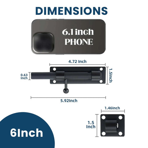 Dimensions of 6 Inch Heavy Duty Slide Bolt Latch Built To Last In SUS304 Stainless Steel Barrel Bolt Lock For Barn Doors Matte Black MS8000B