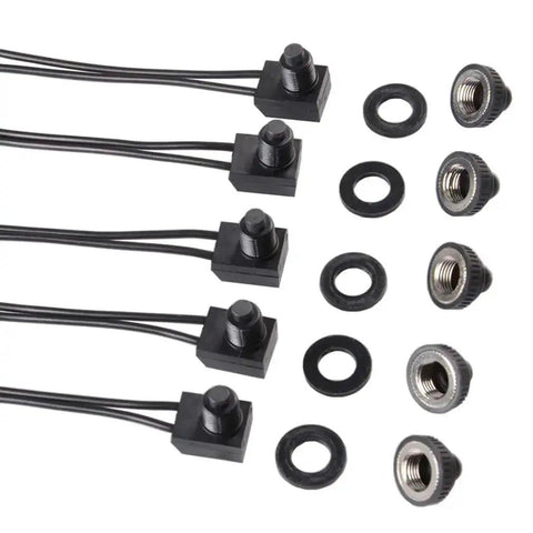 5 Pack 12V Push Button Switches Waterproof On Off Micro Light Toggle For Motorcycle Car Truck Boat Marine Black 6A Surface Mounting
