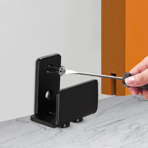 Installing U Shape Floor Guide For Sliding Barn Doors, 4 Pack, Black Finish, Wall Mount Or Flush Flat Bottom Design, Alloy Steel