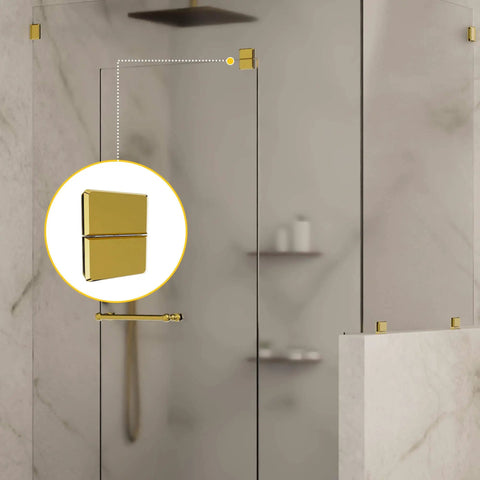 Adjustable Glass To Glass Pivot Hinge For Overhead Transom Frameless Shower Doors Solid Forged Brass With Polished Brass Finish