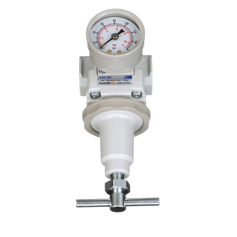 PneumaticPlus SAR300T-N03BG air pressure regulator with gauge, 3/8 in NPT, mounted bracket, T-handle