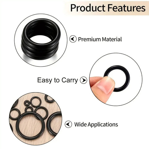 990-Piece Buna-N Nitrile O-Ring Kit With Multiple Sizes For Pressure Washers Auto And Plumbing Repairs Durable Black Set