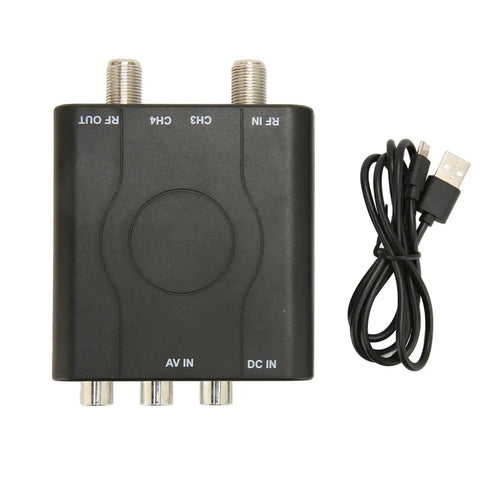 NTSC TV Modulator For Composite To RF Coax, PLL VHF Channel 3 Or 4 with Premium ABS Case and AV Cable Included