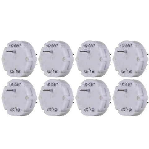 8 Pack Gauge Cluster Stepper Motors X27 168 For Instrument Repair And Speedometer Fix, front view of white motors for gauge accuracy