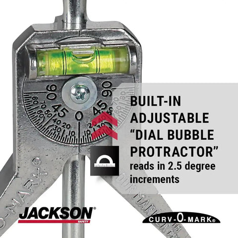Close-up of the Pipe Marker Centering Tool For Quick Center Lines And Angles On Pipes 0.5 Inch And Up With 4 Inch Y Type Head Curv O Mark Standard 6, showing a built-in dial protractor.