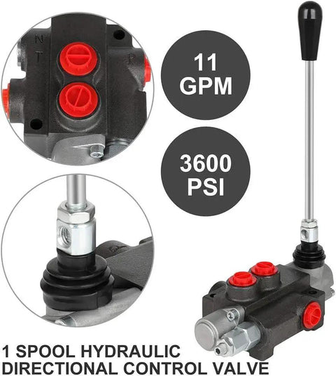 Heavy Duty Hydraulic Flow Control Valve With One Spool And 11 GPM Capacity, G One Half Inch Ports displayed on a mechanical system