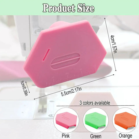 Pink magnetic seam guide with scale for sewing machine, part of 3PCS Magnetic Seam Guide For Sewing Machine, Multifunctional Polygonal Hemmer Guide With Scale, Universal Sewing And Quilting Supplies Tools For Edge Binding, Alignment, And Precise Crease Pressing set.