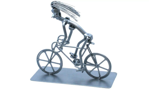 Totally Cool Desktop Bicycle Figurine For Women Nut And Bolt Metal Sculpture Handmade Bike Ornament side view