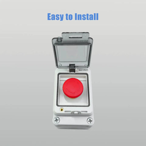 Outdoor IP67 Waterproof Emergency Stop Button With Enclosed Box 660V 10A Quick Shutoff E Stop Push Button Switch front view