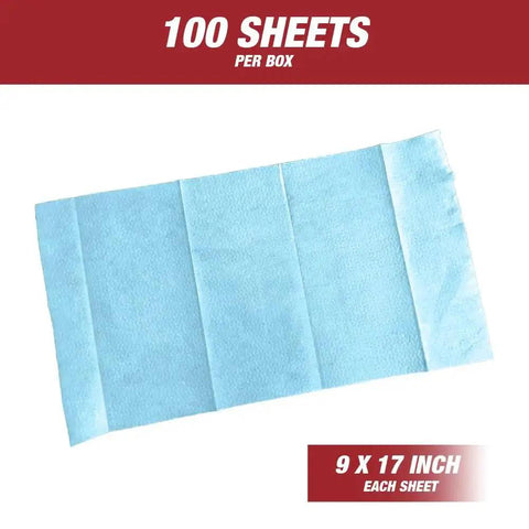 Heavy Duty Lint Free Cleaning Towels For Auto Body And Industrial Prep, Solvent Resistant Wipes, 100 Pack, 9x17 In, Blue