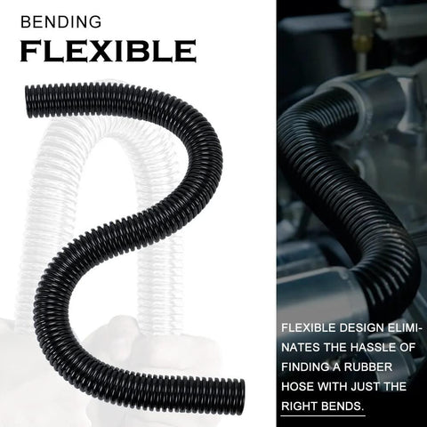Hypertune universal 48-inch stainless steel radiator flexible coolant hose kit in black with 4 clamps