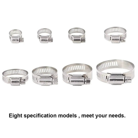 Versatile 65 Piece Set 304 Stainless Steel Adjustable 8 To 44mm Worm Gear Hose Clamp Set in eight specification models