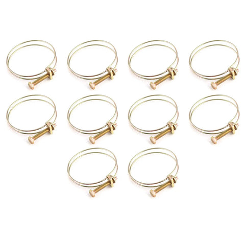 10 Pack Stainless Steel Double Wire Hose Clips Adjustable Water Hose Barb Clamps For Plumbing Fasteners Fits 46 To 51 Mm Zinc Plated Finish