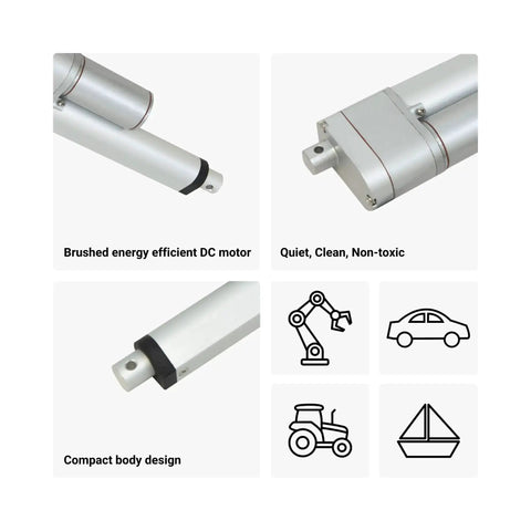 12 Volt Potentiometer Feedback Mini Linear Electric Actuator With 6 Inch Stroke And 35 Pound Load Capacity, Compact design