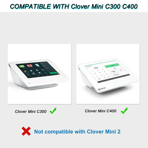 Image showing compatibility chart for 12V Replacement Power Cord For Mini C300 C400 Series; compatible with Clover Mini C300/C400.