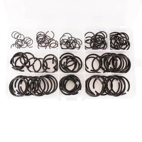 120Pcs GB895.2 Shaft Snap Ring Set 65Mn Steel Wire Retainer Clips Bearing Stop Rings for Shafts and Axles in a box