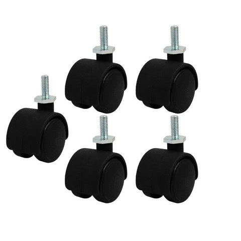 1.2 Inch Nylon Wheel Caster With M6 Threaded Stem Non Brake Swivel 5 Pieces Load Capacity 10-20kg Each Durable Nylon And Metal Wheel