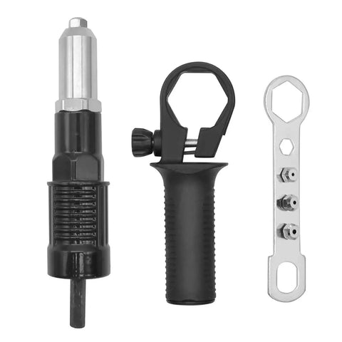 Pop Rivet Gun Adapter Kit For Cordless Drill Pro Grade Rivet Drill Attachment With 4 Interchangeable Heads, Alloy Steel