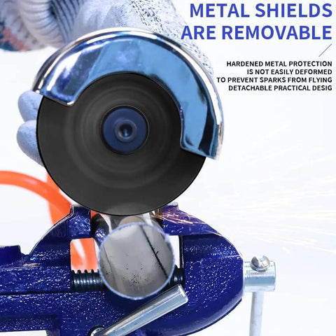 3 Inch Air Cut Off Tool Kit with Five 3 Inch Cutting Discs in use, showing metal shields, pneumatic metal sheet cutter at 20,000 RPM