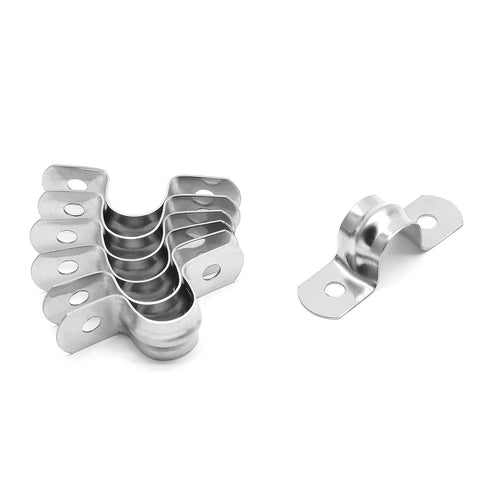 Jersvimc 1/2 in stainless steel conduit clamps; 30-piece set of U brackets with two-hole straps for rigid pipes