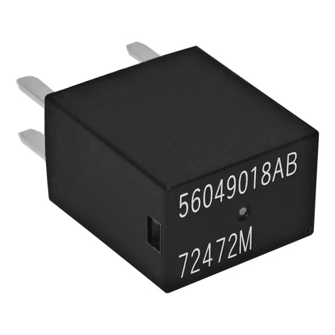 Close-up of Beefy 30A 12VDC 5 Pin Automotive Relay, black casing, part of a pack of 4 for Chrysler Dodge Jeep, with overload protection.