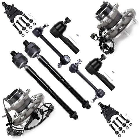 10 Piece Bolt On Front End Suspension Kit For Chevy Colorado, GMC Canyon, Isuzu I 350 And I 370 with tie rods and bearings