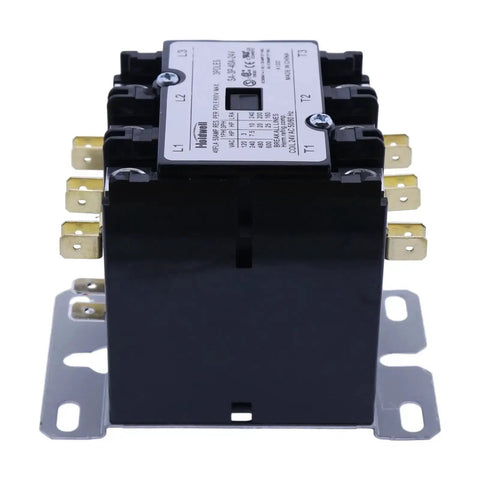Front view of Three Pole 40 Amp 24 Volt Coil Definite Purpose Air Conditioner Contactor for up to 600 VAC UL Listed CSA CE ARI 780 790