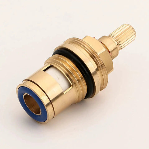Two Pack Faucet Cartridge Replacement Brass Ceramic Disc with 20 Spline for Hot and Cold Water Ball Valves, blue O-ring, side view