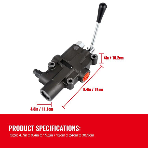 One Spool Hydraulic Directional Control Valve For Tractors And Loader Applications, 21 GPM At 3625 PSI, black compact build
