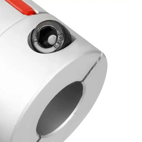 Close-up of Plum Shaped Shaft Coupler 12Mm To 14Mm Adapter with aluminum alloy and polyurethane for CNC and robotics.