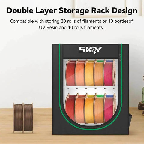 Two Tier Filament Storage Rack With Cloth Cover For 3D Printers, Heavy Duty Metal Filament Organizer That Holds 20 Rolls, Black